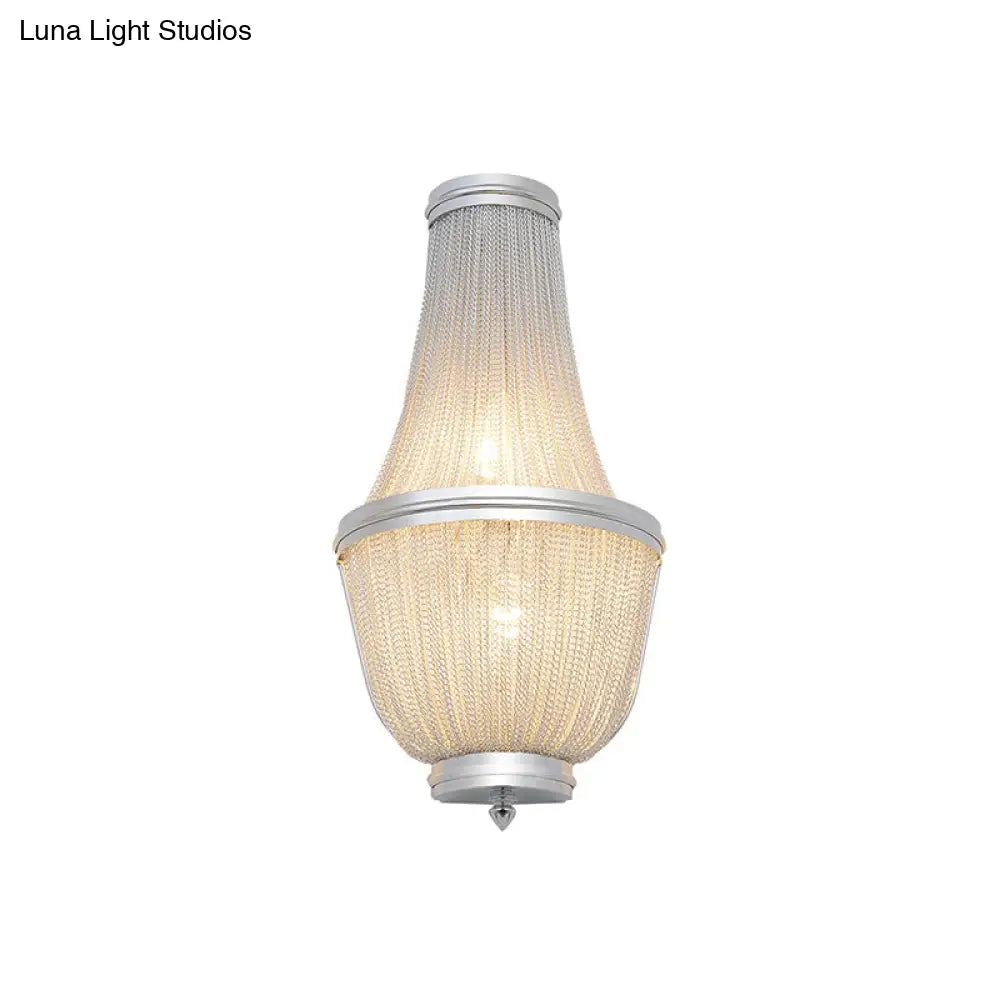 Aplique de pared DecorBites™ de aluminio estilo imperio moderno de 2 luces para mesilla de noche en color café/plata