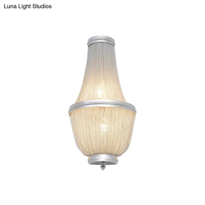 Aplique de pared DecorBites™ de aluminio estilo imperio moderno de 2 luces para mesilla de noche en color café/plata