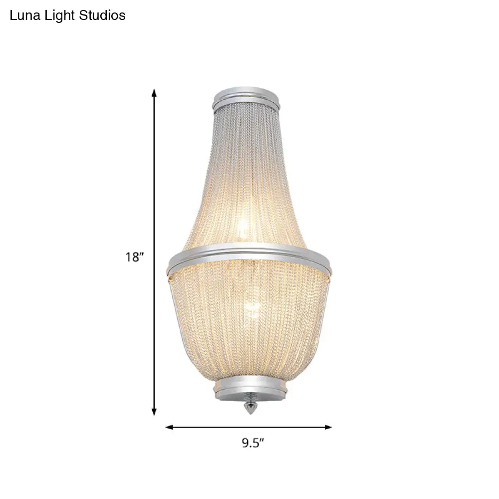 Aplique de pared DecorBites™ de aluminio estilo imperio moderno de 2 luces para mesilla de noche en color café/plata