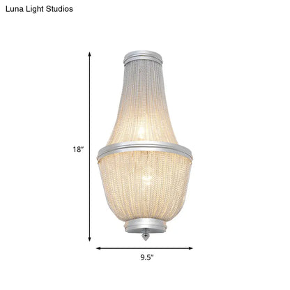 Aplique de pared DecorBites™ de aluminio estilo imperio moderno de 2 luces para mesilla de noche en color café/plata