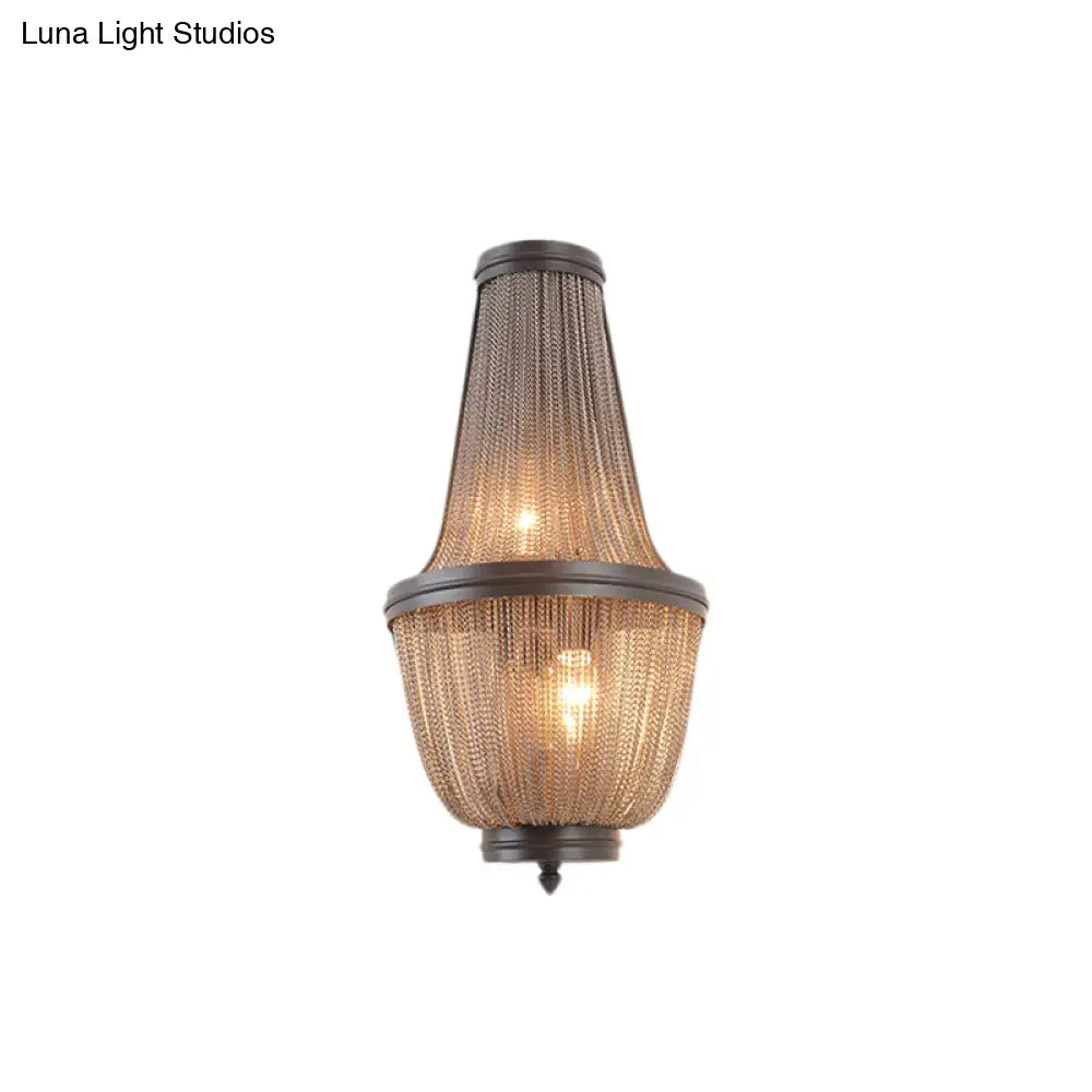 Aplique de pared DecorBites™ de aluminio estilo imperio moderno de 2 luces para mesilla de noche en color café/plata