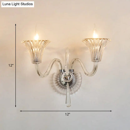 DecorBites™ DecorBites™ 2-Light Modern Flared Wall Lamp with Clear Glass and Crystal Accent