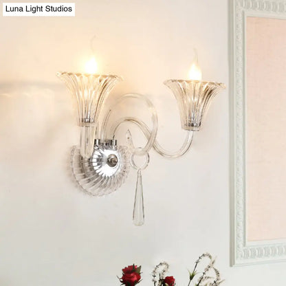 DecorBites™ DecorBites™ 2-Light Modern Flared Wall Lamp with Clear Glass and Crystal Accent