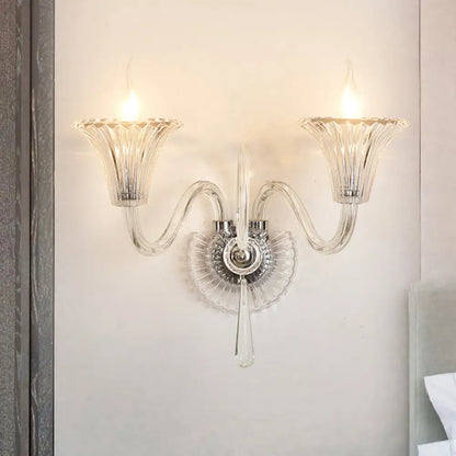 DecorBites™ DecorBites™ 2-Light Modern Flared Wall Lamp with Clear Glass and Crystal Accent