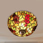 2-Light Stained Glass Grape Ceiling Flushmount for Bedroom Lighting in Lodge Style