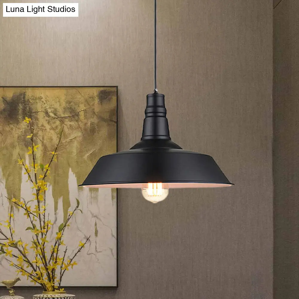 2 Pack Barn Metal Ceiling Light - Industrial Kitchen Pendant Lighting in Black