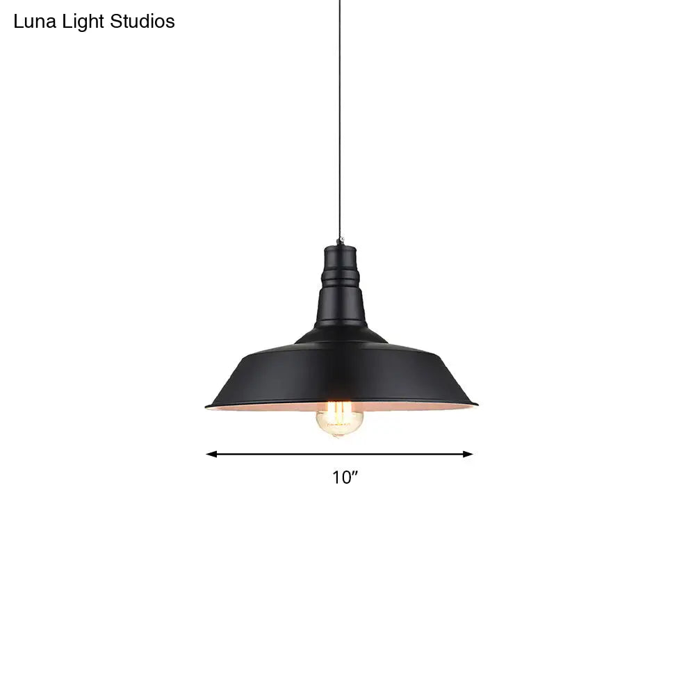 2 Pack Barn Metal Ceiling Light - Industrial Kitchen Pendant Lighting in Black