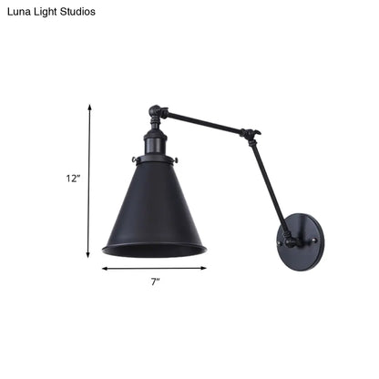DecorBites™ DecorBites™ 2-Pack Tapered Metal Sconce Light - Industrial Style Swing Arm Wall Light, Black