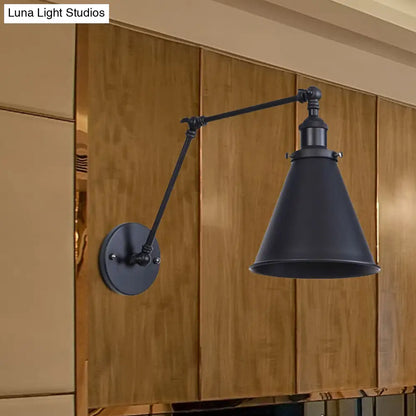 DecorBites™ DecorBites™ 2-Pack Tapered Metal Sconce Light - Industrial Style Swing Arm Wall Light, Black