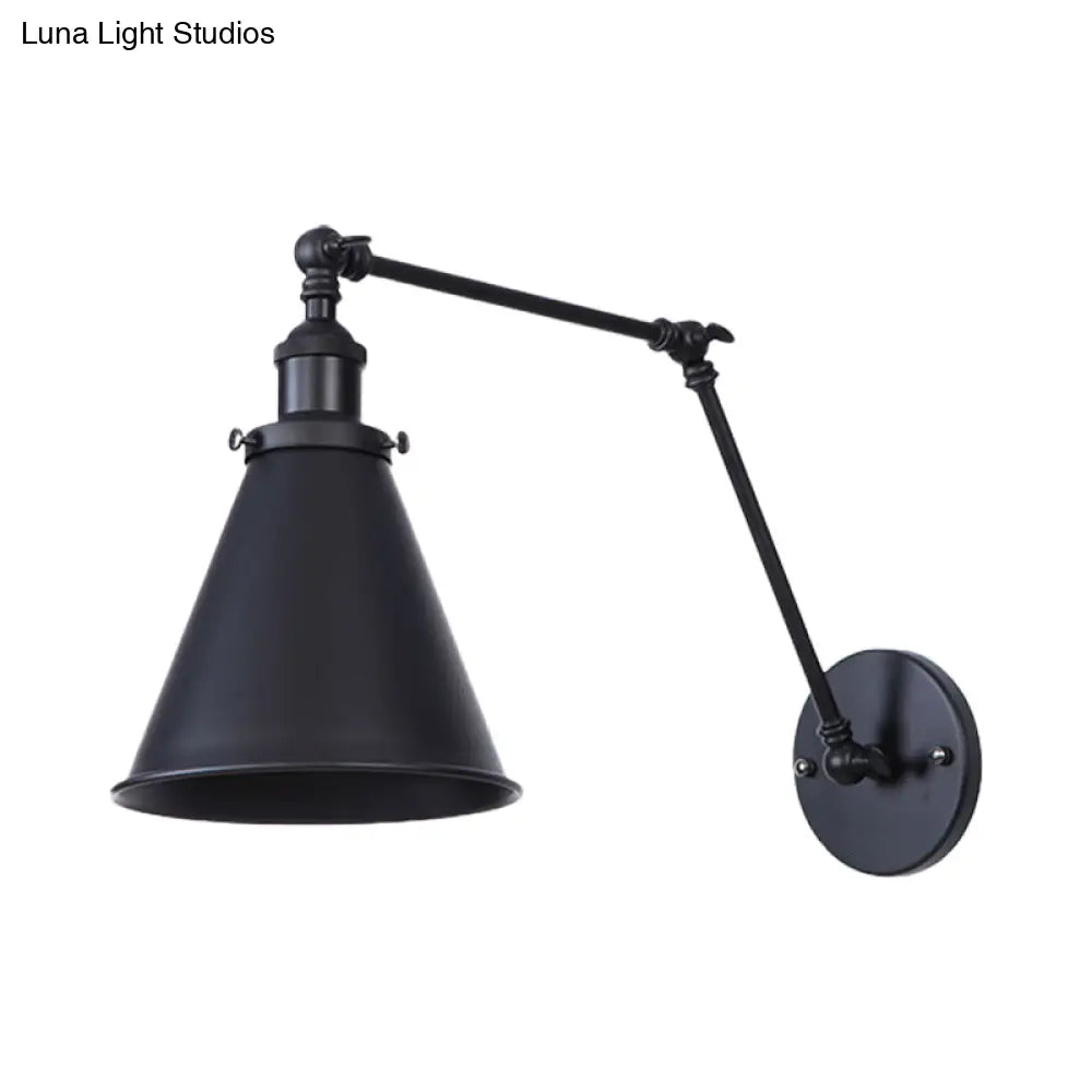 DecorBites™ DecorBites™ 2-Pack Tapered Metal Sconce Light - Industrial Style Swing Arm Wall Light, Black