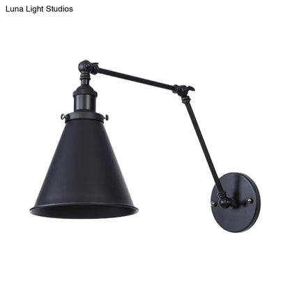 DecorBites™ DecorBites™ 2-Pack Tapered Metal Sconce Light - Industrial Style Swing Arm Wall Light, Black
