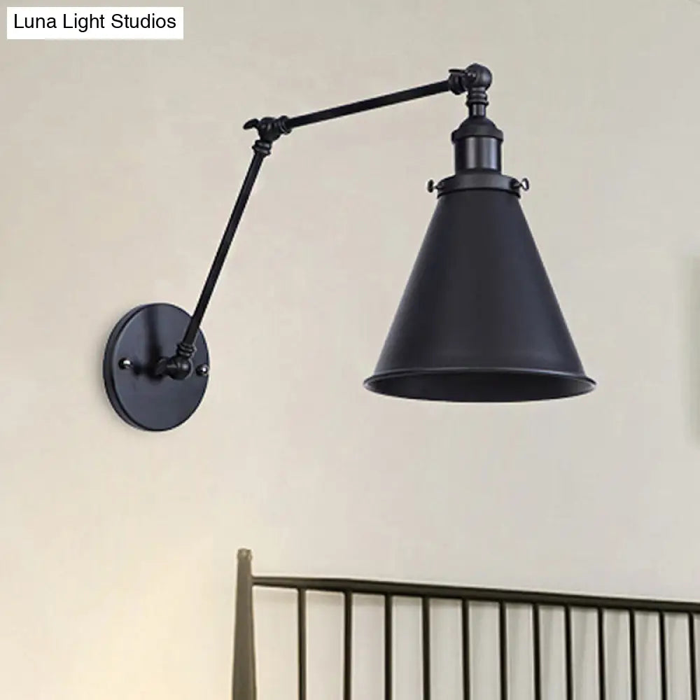 DecorBites™ DecorBites™ 2-Pack Tapered Metal Sconce Light - Industrial Style Swing Arm Wall Light, Black