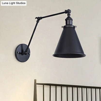 DecorBites™ DecorBites™ 2-Pack Tapered Metal Sconce Light - Industrial Style Swing Arm Wall Light, Black