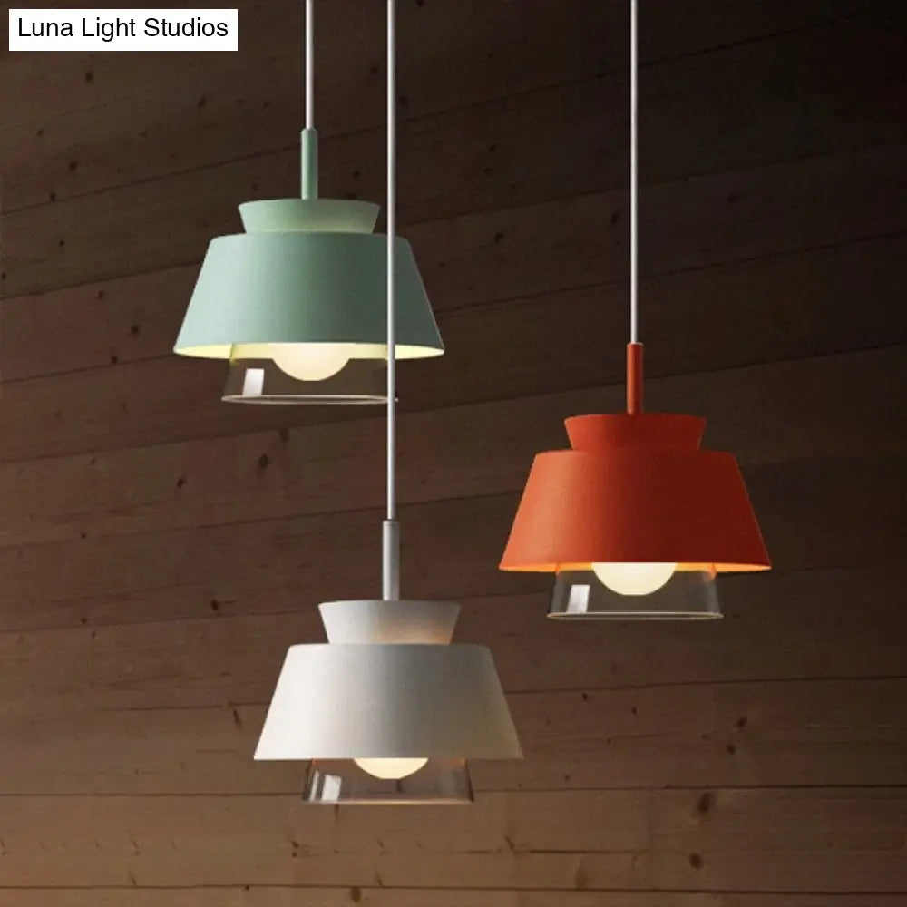 2-Shade Macaron Pendulum Light - Metal and Glass Ceiling Pendant Lamp