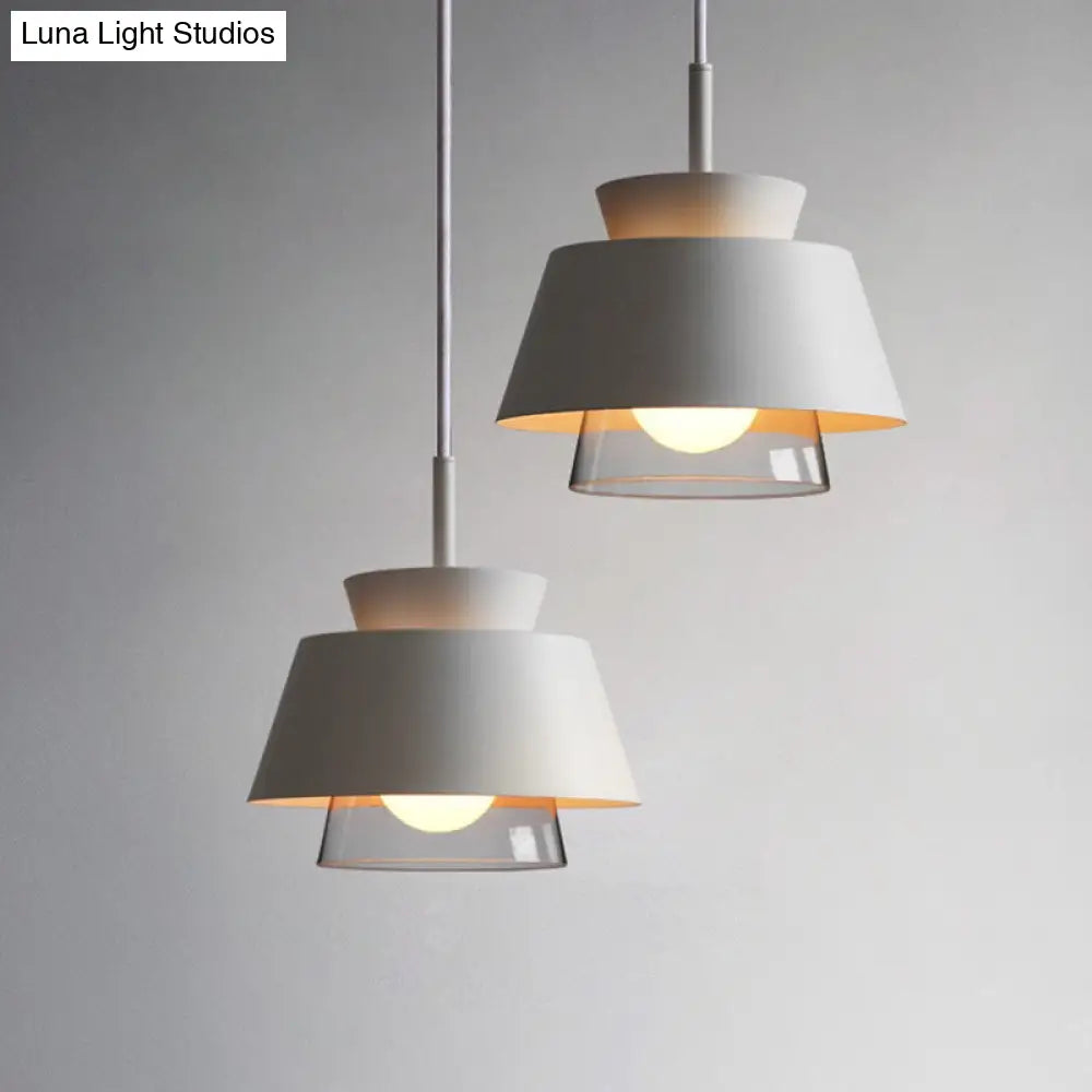 2-Shade Macaron Pendulum Light - Metal and Glass Ceiling Pendant Lamp