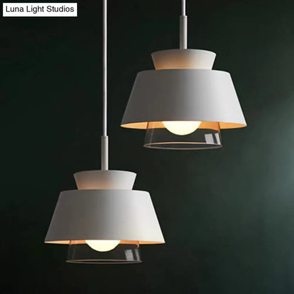 2-Shade Macaron Pendulum Light - Metal and Glass Ceiling Pendant Lamp