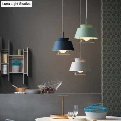 2-Shade Macaron Pendulum Light - Metal and Glass Ceiling Pendant Lamp