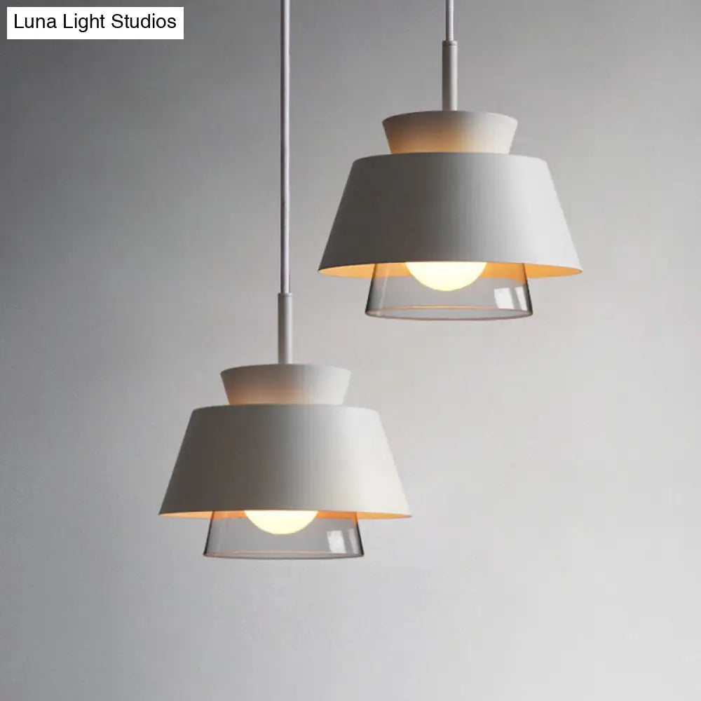 2-Shade Macaron Pendulum Light - Metal and Glass Ceiling Pendant Lamp