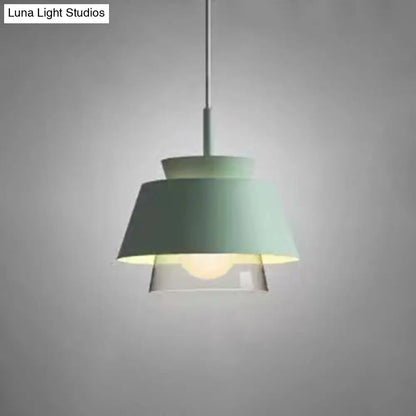 2-Shade Macaron Pendulum Light - Metal and Glass Ceiling Pendant Lamp