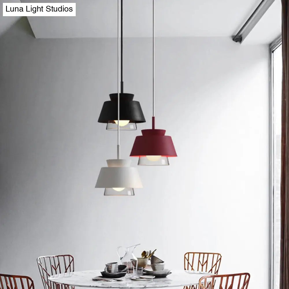 2-Shade Macaron Pendulum Light - Metal and Glass Ceiling Pendant Lamp