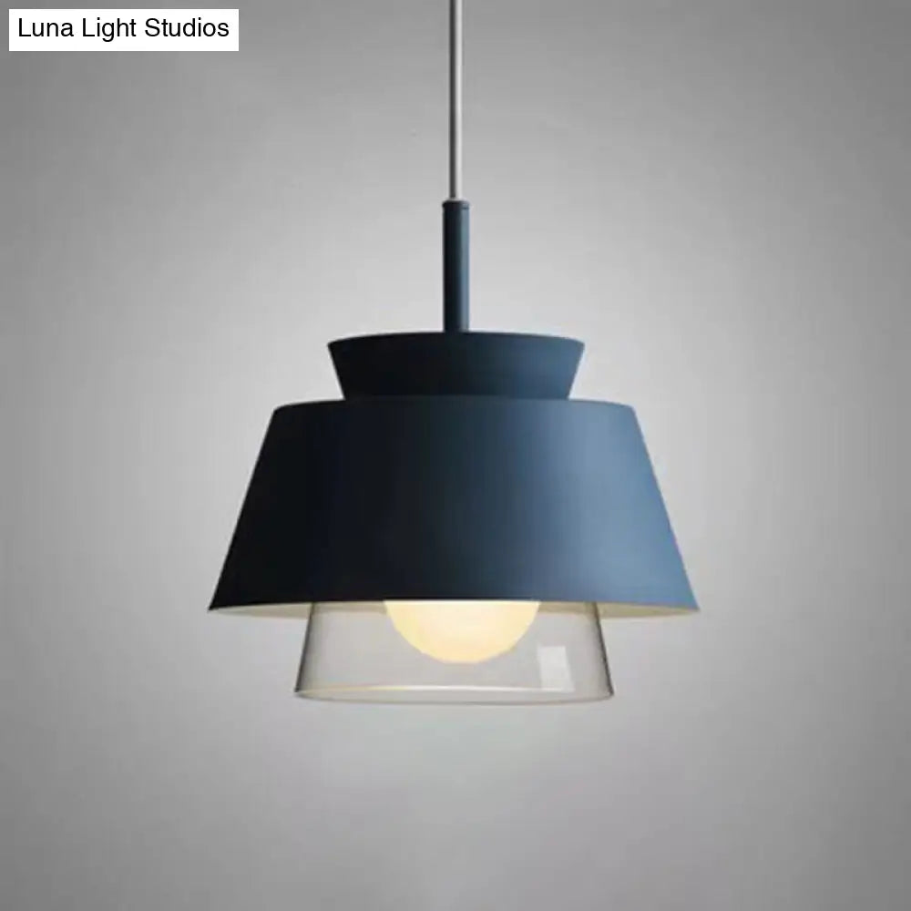 2-Shade Macaron Pendulum Light - Metal and Glass Ceiling Pendant Lamp