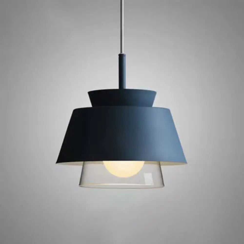 2-Shade Macaron Pendulum Light - Metal and Glass Ceiling Pendant Lamp