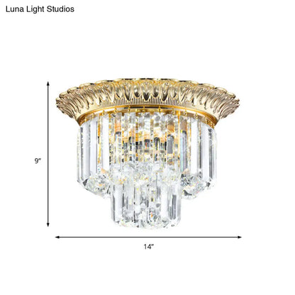 DecorBites™ DecorBites™ 2-Tier Minimalist Crystal Flush Light with LED Golden Indoor Ceiling Lighting, 14"/16" Diameter