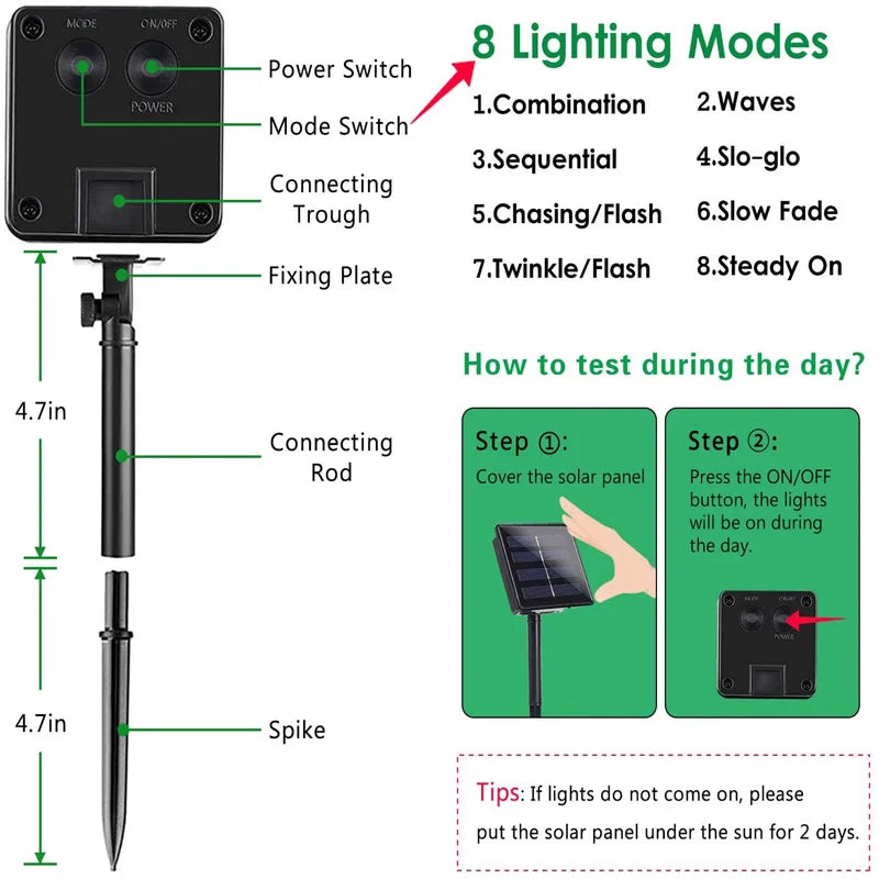 200 LED Waterproof Solar String Lights