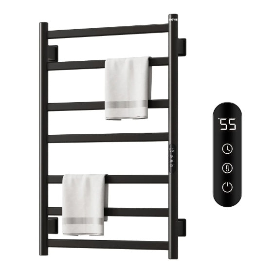 SIOYIE Handtuchwärmer Badezimmer Wandmontiert 7 Stangen Elektrisches Handtuch Trocknen, 150W 800 x 500 mm Beheizte Handtuchleiter mit Intelligentem Touchscreen-Timer und Temperaturregelung