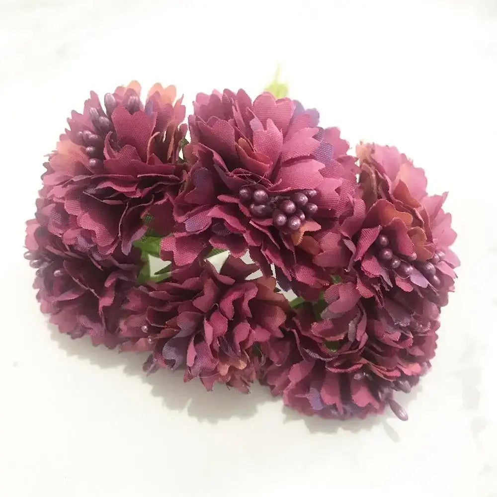 Cluster of 200pcs mixed rose red artificial fabric flowers with beaded centers for bedroom diy decor
