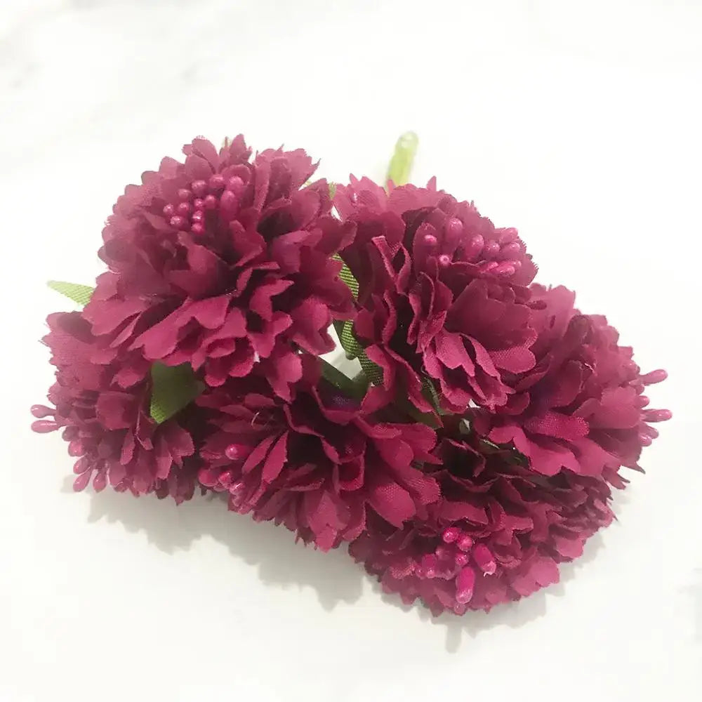 Cluster of 200pcs mixed rose red artificial flowers with textured burgundy petals and green stems for diy decor