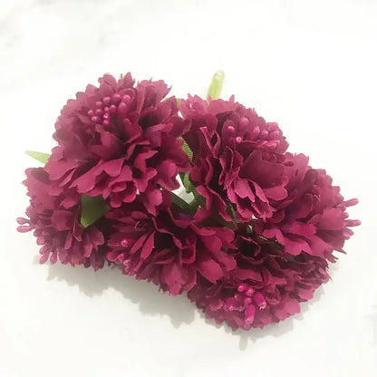 Cluster of 200pcs mixed rose red artificial flowers with textured burgundy petals and green stems for diy decor