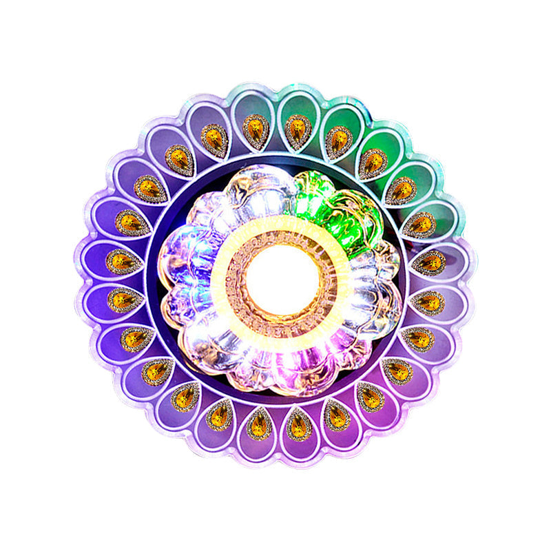 Lámpara de techo empotrada DecorBites™ Crystal LED con borde en forma de cola de pavo real: elegante y minimalista.