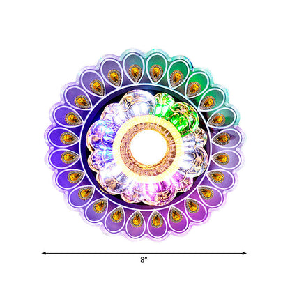 Lámpara de techo empotrada DecorBites™ Crystal LED con borde en forma de cola de pavo real: elegante y minimalista.