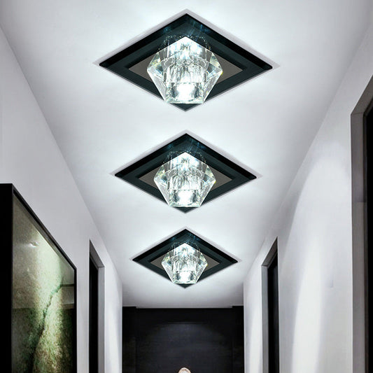 DecorBites™ DecorBites™ Contemporary Clear Crystal LED Ceiling Light - Pentagonal Porch Flushmount