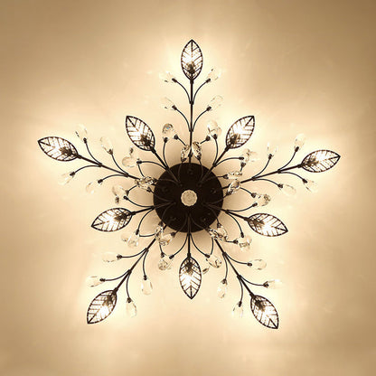 DecorBites™ DecorBites™ Lámpara de techo semiempotrada LED clásica de cristal transparente con diseño de hoja para pasillos