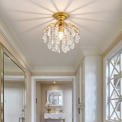 DecorBites™ DecorBites™ Rustic Metal Branch Semi Flush Mount Ceiling Light with Crystal Accent - 1 Head Hallway Lighting Fixture