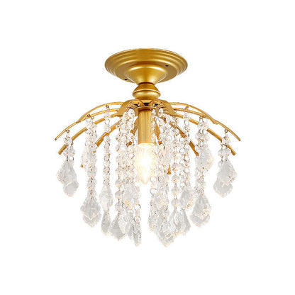 DecorBites™ DecorBites™ Rustic Metal Branch Semi Flush Mount Ceiling Light with Crystal Accent - 1 Head Hallway Lighting Fixture