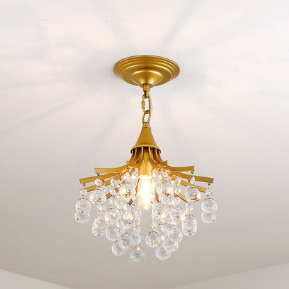 DecorBites™ DecorBites™ Rustic Metal Branch Semi Flush Mount Ceiling Light with Crystal Accent - 1 Head Hallway Lighting Fixture