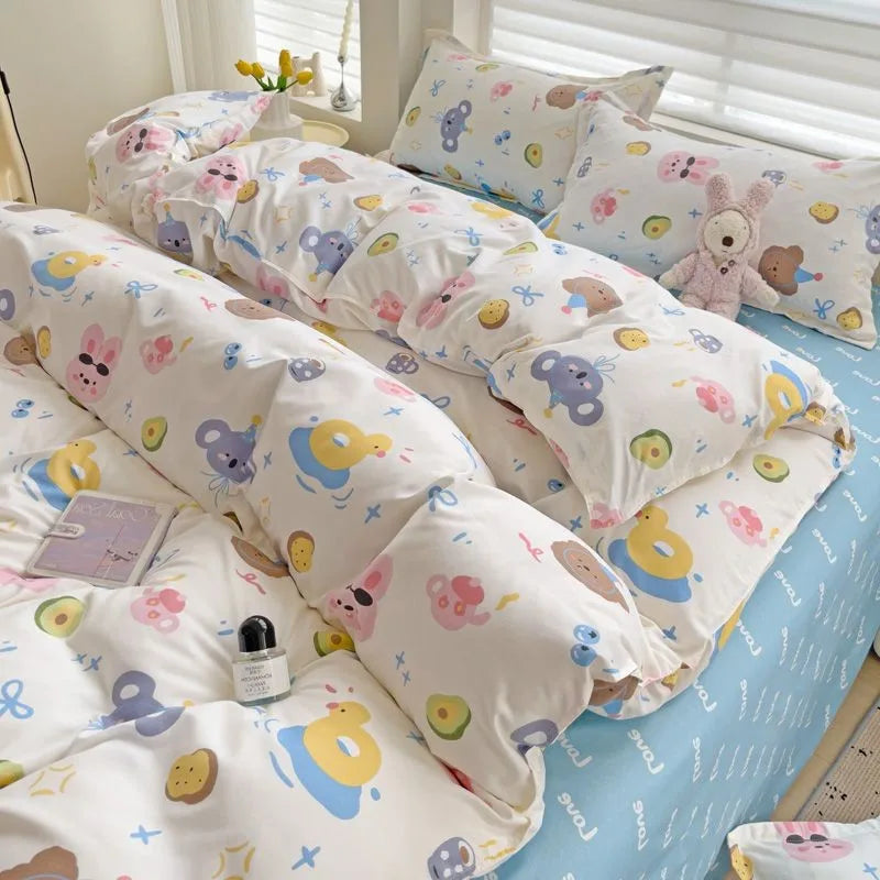 2024 Summer Bedding Set - Twin/Queen Sizes - 02 / Full 4pcs 180x220cm / Flat Bed Sheet