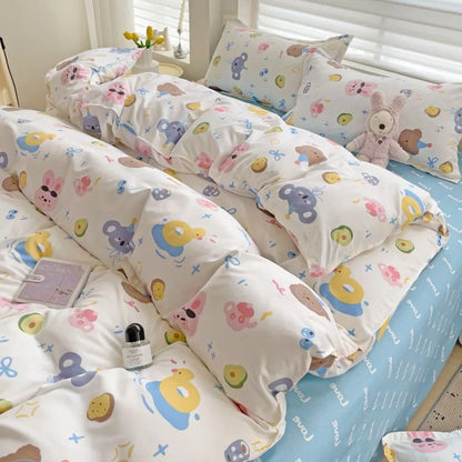 2024 Summer Bedding Set - Twin/Queen Sizes - 02 / Full 4pcs 180x220cm / Flat Bed Sheet