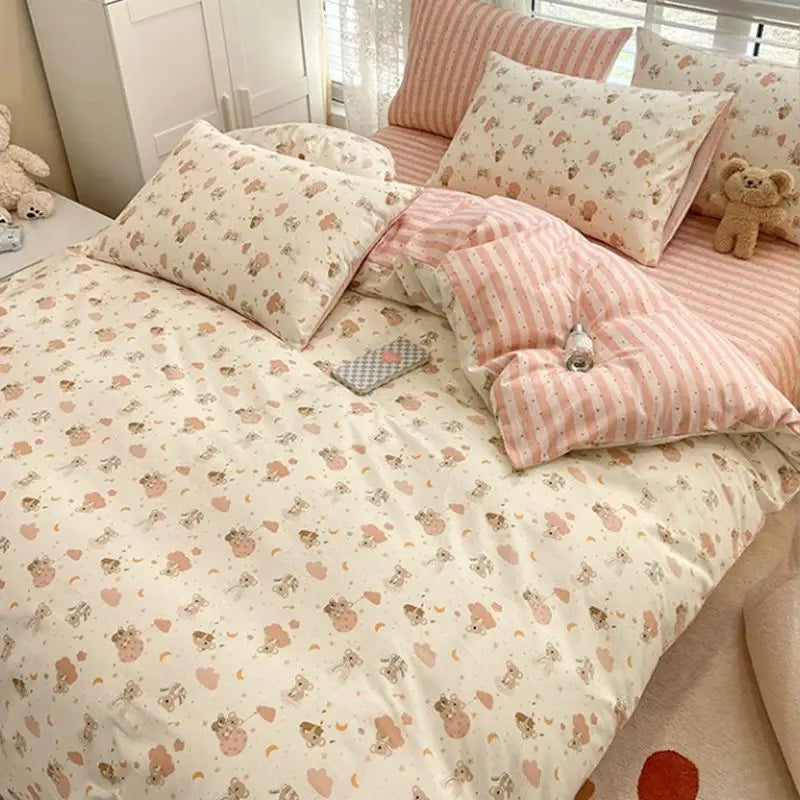 2024 Summer Bedding Set - Twin/Queen Sizes - 03 / Full 4pcs 180x220cm / Flat Bed Sheet