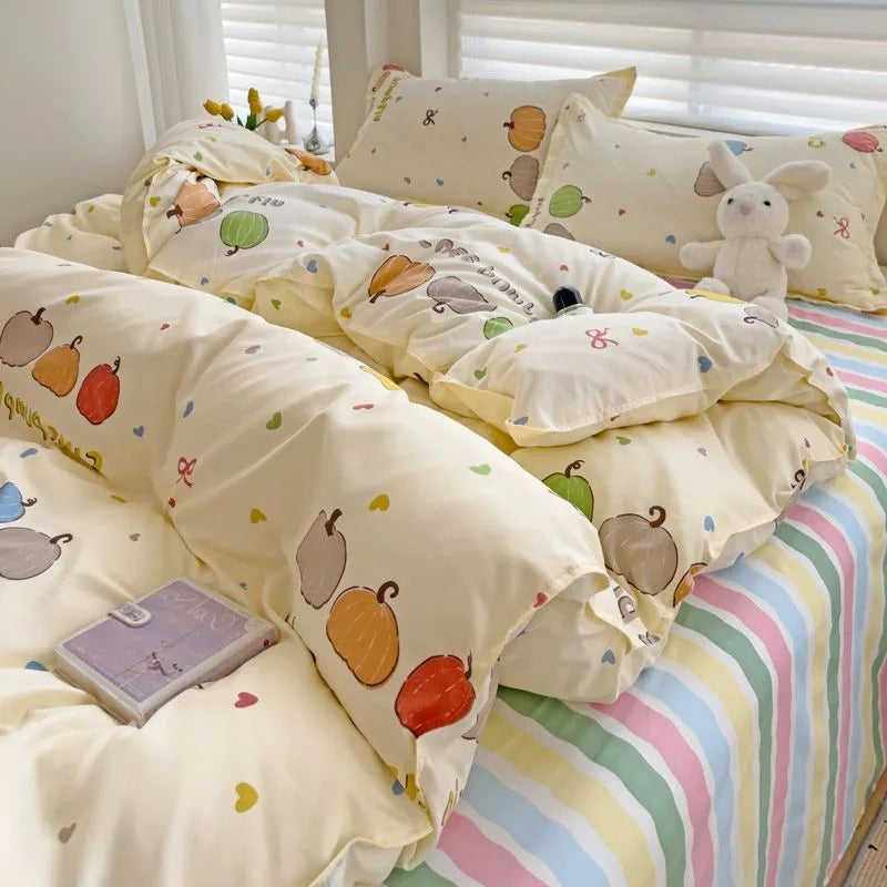 2024 Summer Bedding Set - Twin/Queen Sizes - 09 / Full 4pcs 180x220cm / Flat Bed Sheet