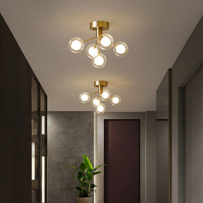 DecorBites™ DecorBites™ Modernist Dual Glass Molecular Semi-Flush Light with 5 Lights - Ideal for Corridors