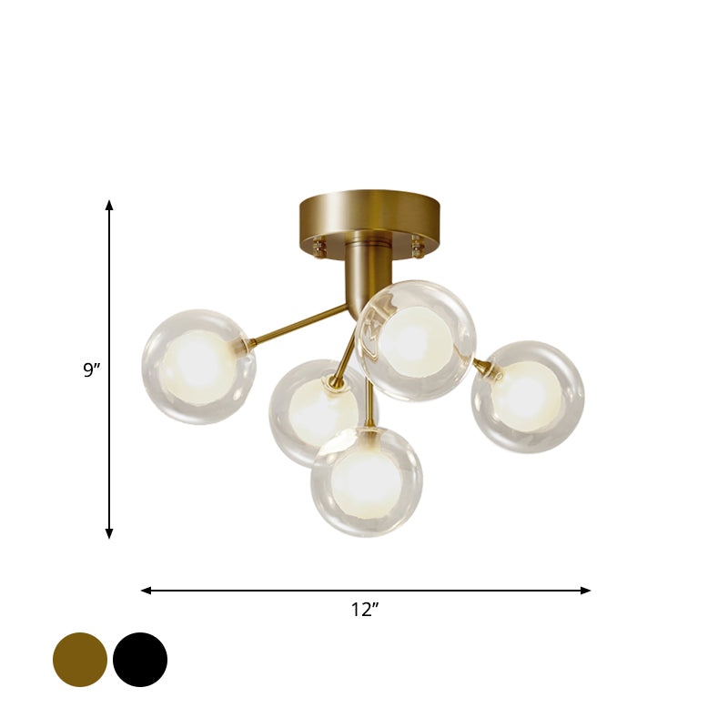 DecorBites™ DecorBites™ Modernist Dual Glass Molecular Semi-Flush Light with 5 Lights - Ideal for Corridors