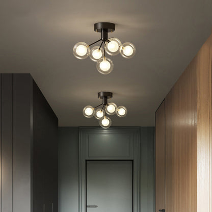 DecorBites™ DecorBites™ Modernist Dual Glass Molecular Semi-Flush Light with 5 Lights - Ideal for Corridors