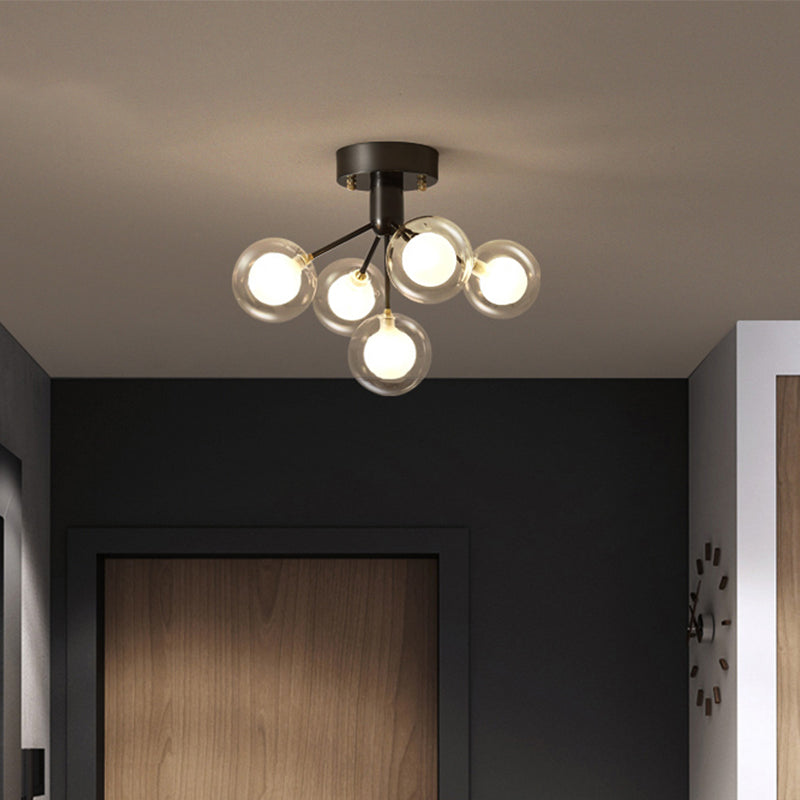 DecorBites™ DecorBites™ Modernist Dual Glass Molecular Semi-Flush Light with 5 Lights - Ideal for Corridors