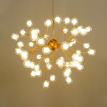 Simplicity LED Chandelier Bubble Pendant Light with Dual Glass Shade for Living Room