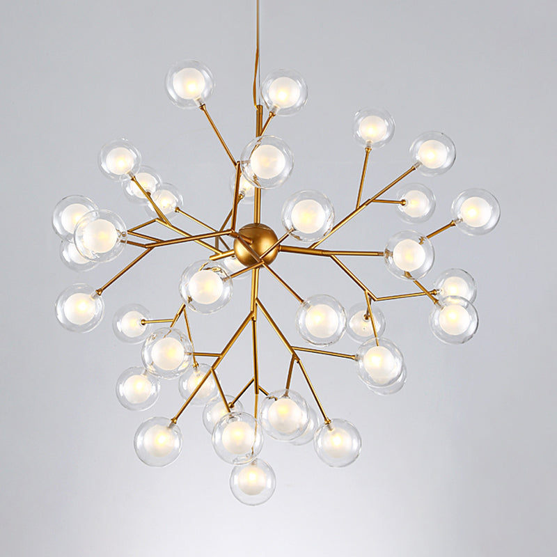 Simplicity LED Chandelier Bubble Pendant Light with Dual Glass Shade for Living Room