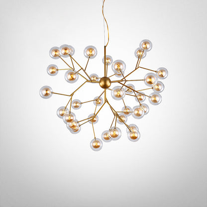 Simplicity LED Chandelier Bubble Pendant Light with Dual Glass Shade for Living Room